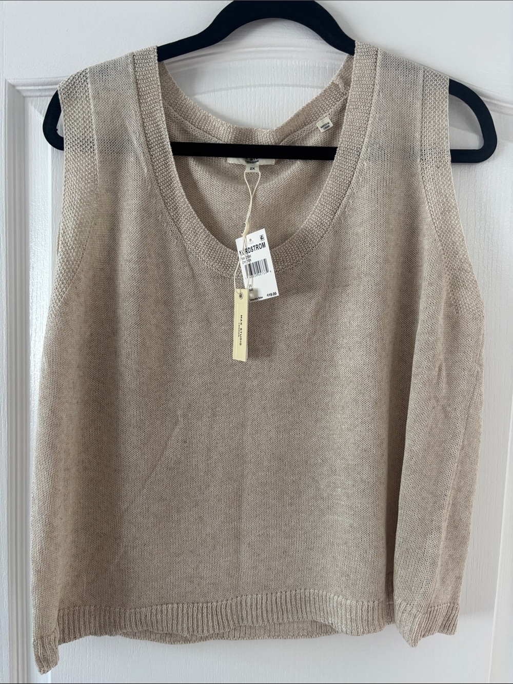 NWT Max Studio Slate Oyster Beige Knit Scoop Neck Tank SZ 2X
